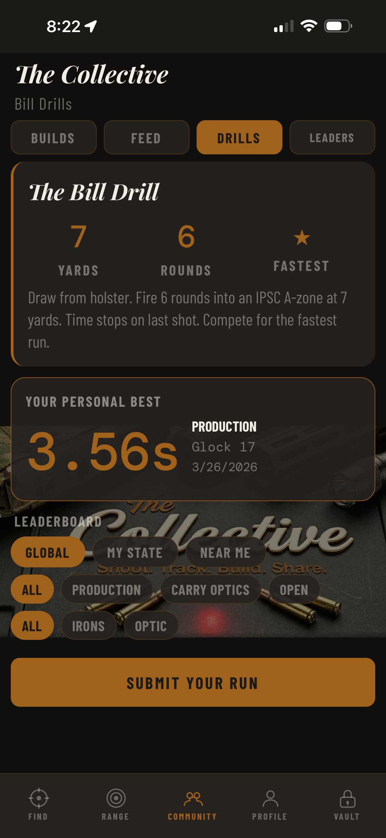 Bill Drills and range sessions in The Collective app